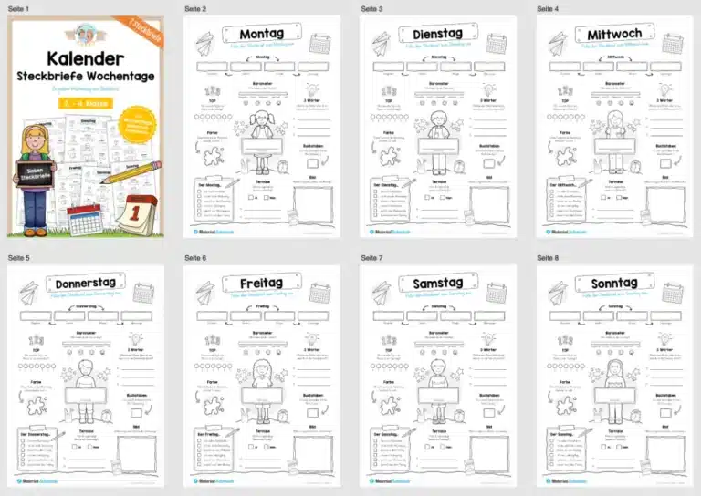 Kalender: 7 Steckbriefe zu den Wochentagen (Überblick) Kalender: 7 Steckbriefe zu den Wochentagen (Überblick)
