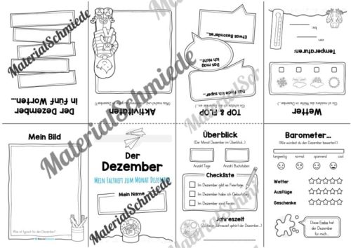 Faltheft: Monat Dezember (mit Linien)