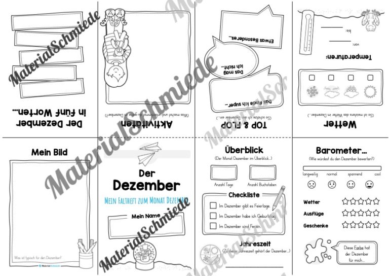 Faltheft: Monat Dezember (mit Linien)