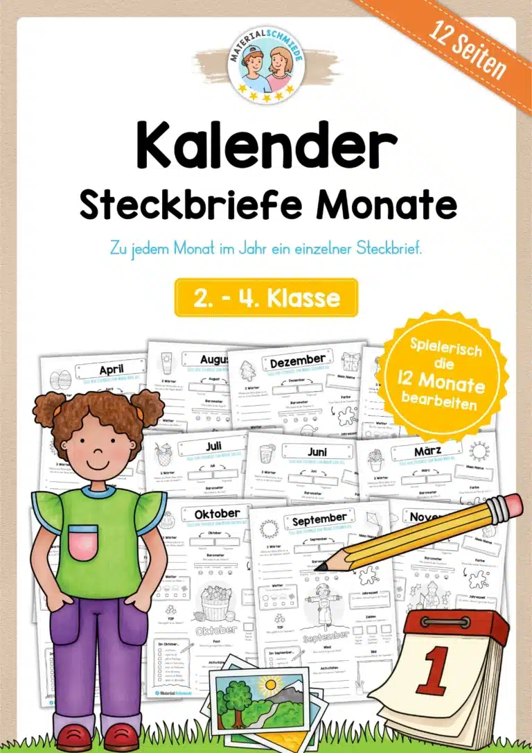 Kalender: Steckbriefe Monate (12 Steckbriefe) Kalender: Steckbriefe Monate (12 Steckbriefe)