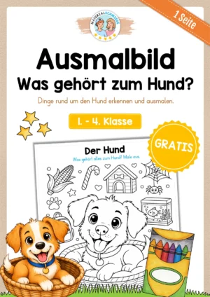 Ausmalbild: Was gehört zum Hund?