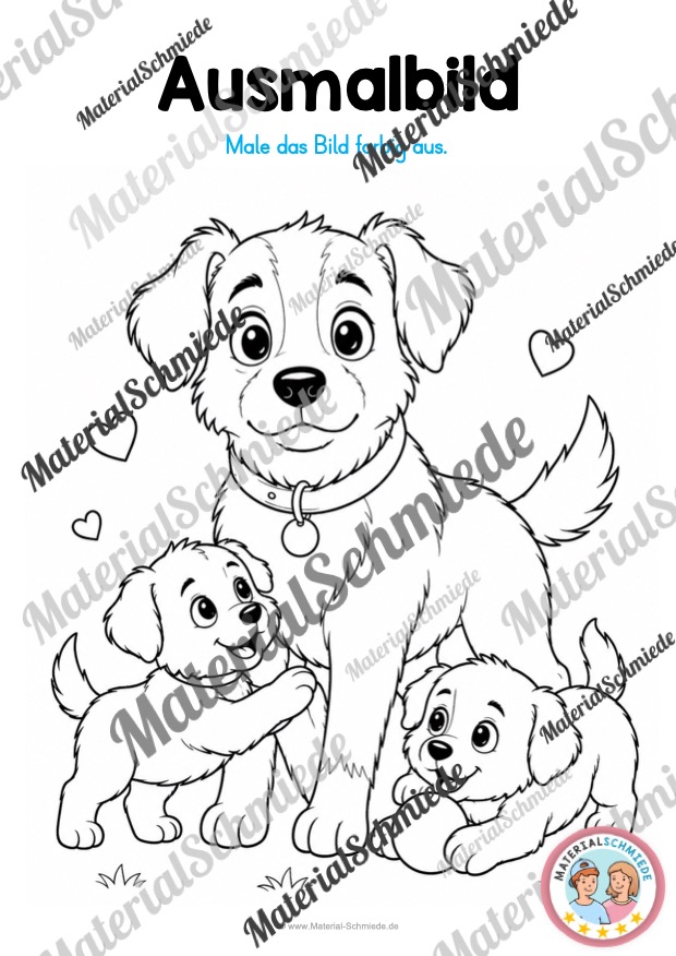 Ausmalbilder Hunde (Arbeitsblatt 01)