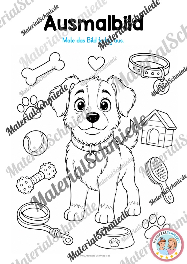 Ausmalbilder Hunde (Arbeitsblatt 02)