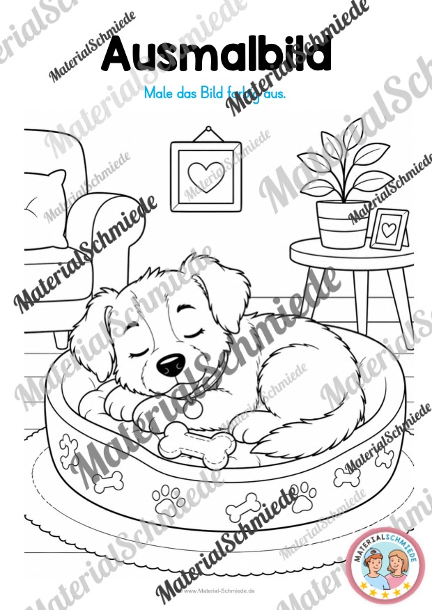 Ausmalbilder Hunde (Arbeitsblatt 03)