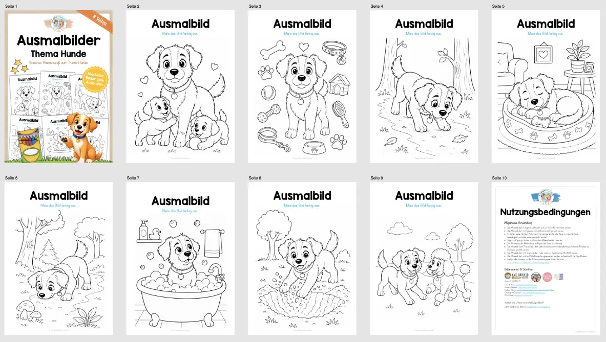 Ausmalbilder Hunde (Überblick)