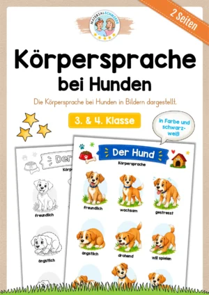 Körpersprache bei Hunden (3. & 4. Klasse) - in Farbe und schwarz-weiß