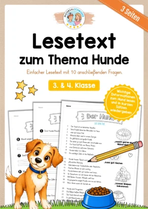 Lesetext Hunde (mit 10 Fragen) für die 3. & 4. Klasse