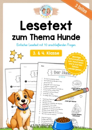 Lesetext Hunde (mit 10 Fragen) für die 3. & 4. Klasse