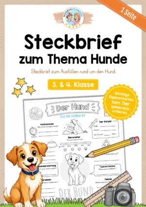 Steckbrief Hund zum Ausfüllen (3. & 4. Klasse)