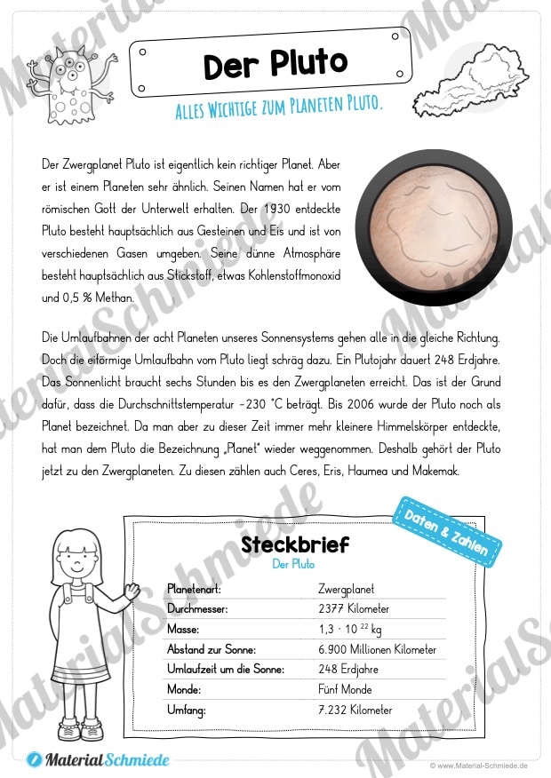 Lesetext: Der Pluto (mit Mini-Steckbrief)