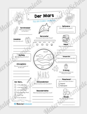 Arbeitsblatt: Steckbrief Mars (Planet)