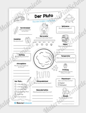 Arbeitsblatt: Steckbrief Pluto (Planet)