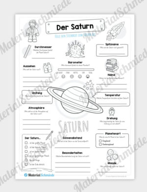 Arbeitsblatt: Steckbrief Saturn (Planet)