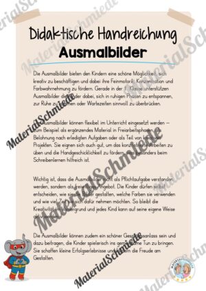 Ausmalbilder für die Elefantenklasse (Arbeitsblatt 01)