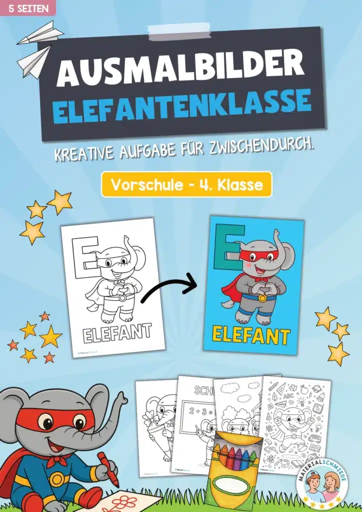 Ausmalbilder für die Elefantenklasse