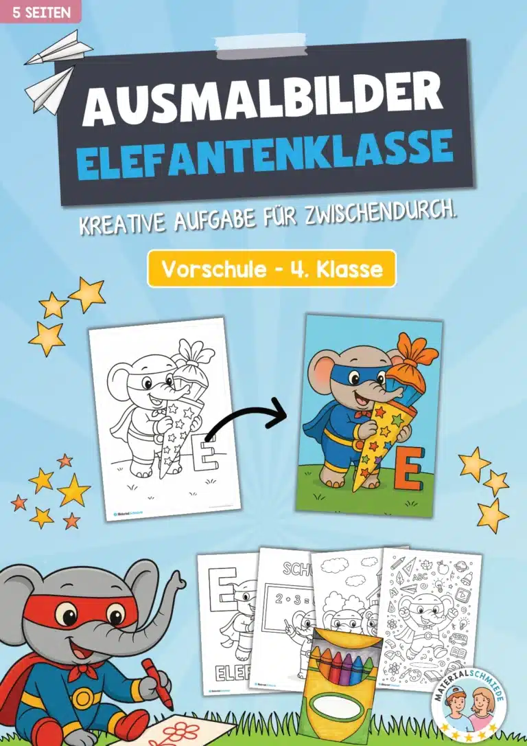 Ausmalbilder für die Elefantenklasse
