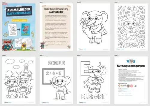 Ausmalbilder für die Elefantenklasse (Überblick)