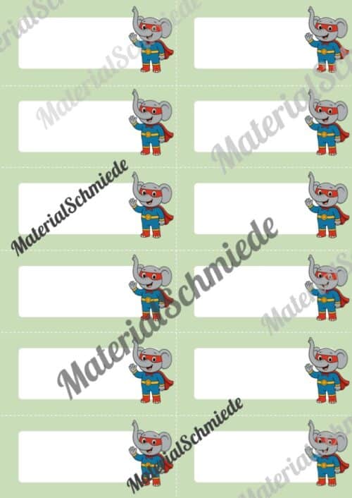 Etiketten für die Elefantenklasse (Arbeitsblatt 04)