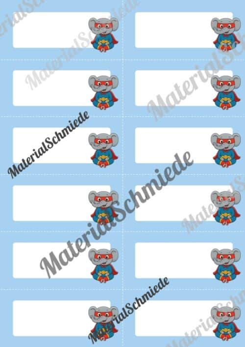Etiketten für die Elefantenklasse (Arbeitsblatt 06)