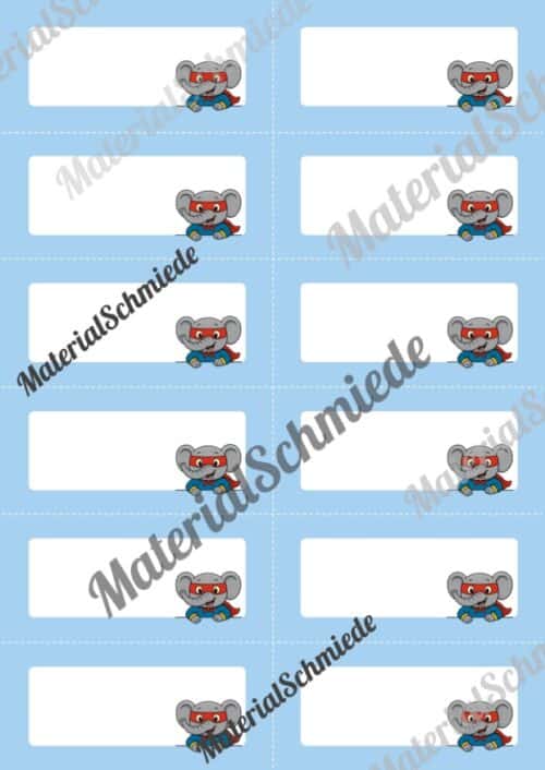 Etiketten für die Elefantenklasse (Arbeitsblatt 07)