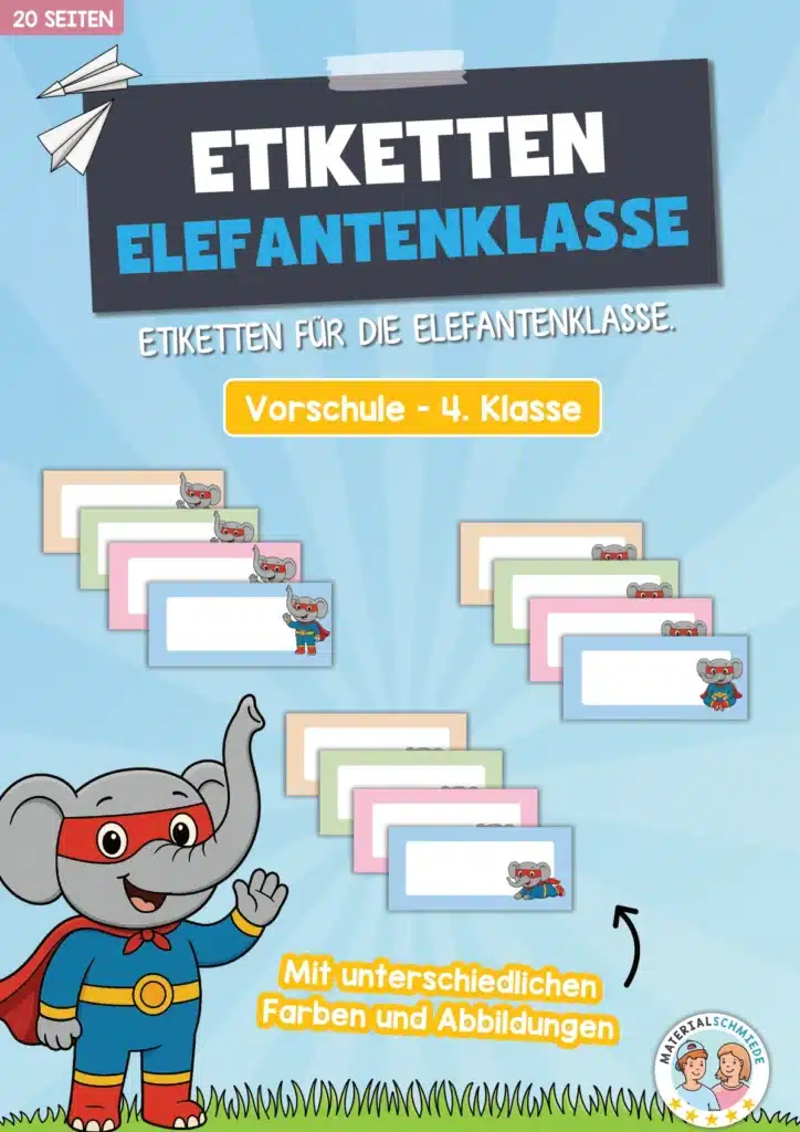 Etiketten für die Elefantenklasse
