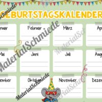 Geburtstagskalender für die Elefantenklasse (Arbeitsblatt 04)