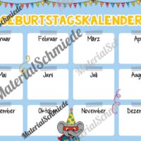 Geburtstagskalender für die Elefantenklasse (Arbeitsblatt 06)