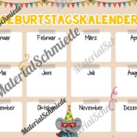 Geburtstagskalender für die Elefantenklasse (Arbeitsblatt 09)