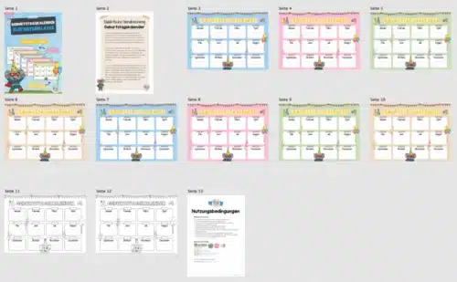 Geburtstagskalender für die Elefantenklasse (Überblick)