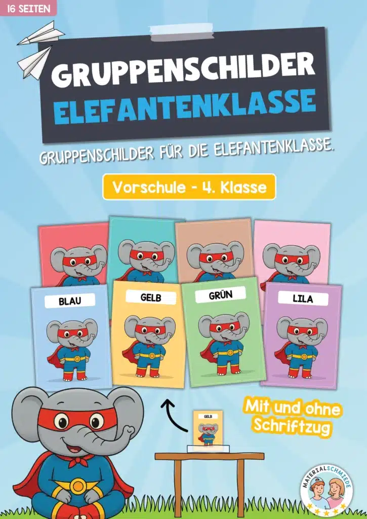 Gruppenschilder für die Elefantenklasse