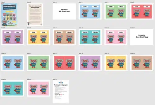 Gruppenschilder für die Elefantenklasse (Überblick)