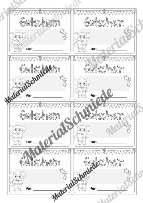 Gutscheine für die Elefantenklasse (Arbeitsblatt 06)
