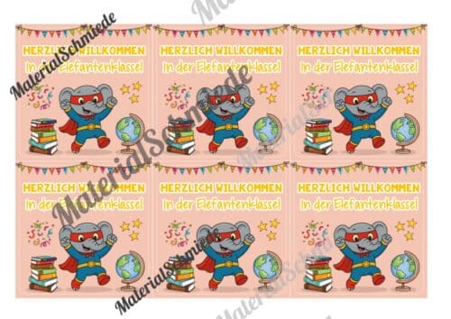 Begrüßungs-Kärtchen für die Elefantenklasse (Arbeitsblatt 03)