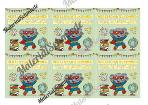 Begrüßungs-Kärtchen für die Elefantenklasse (Arbeitsblatt 04)