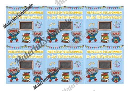 Begrüßungs-Kärtchen für die Elefantenklasse (Arbeitsblatt 08)