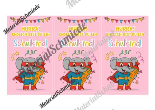 Karten zur Einschulung für die Elefantenklasse (Arbeitsblatt 08)