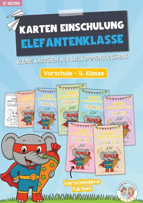 Karten zur Einschulung für die Elefantenklasse