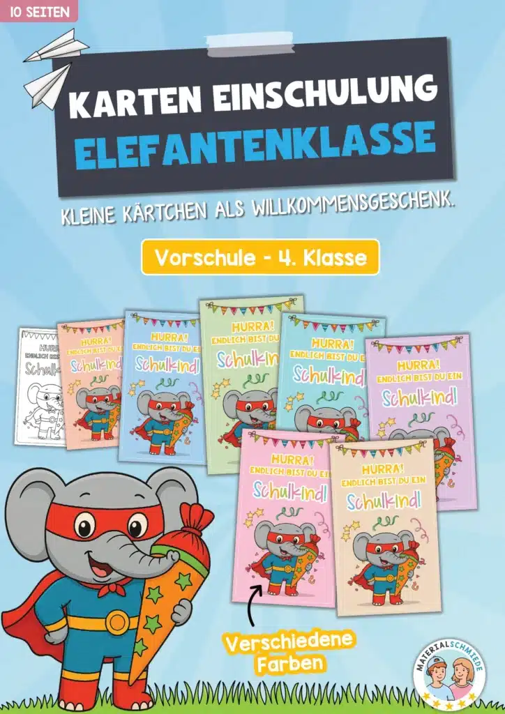 Karten zur Einschulung für die Elefantenklasse