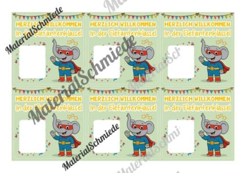 Geschenk-Kärtchen für die Elefantenklasse (Arbeitsblatt 04)