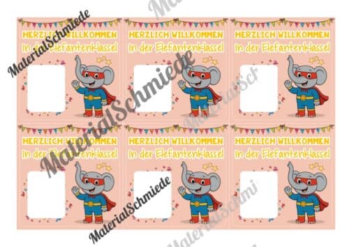 Geschenk-Kärtchen für die Elefantenklasse (Arbeitsblatt 06)