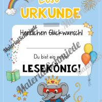 Lesepass & Leseurkunde für die Elefantenklasse (Arbeitsblatt 06)
