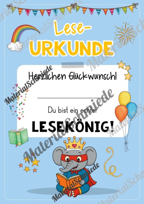 Lesepass & Leseurkunde für die Elefantenklasse (Arbeitsblatt 06)