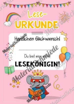 Lesepass & Leseurkunde für die Elefantenklasse (Arbeitsblatt 07)