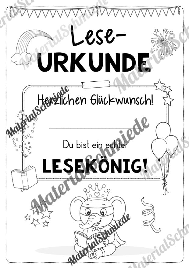 Lesepass & Leseurkunde für die Elefantenklasse (Arbeitsblatt 09)