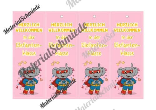Lesezeichen für die Elefantenklasse (Arbeitsblatt 04)