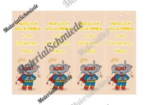 Lesezeichen für die Elefantenklasse (Arbeitsblatt 05)