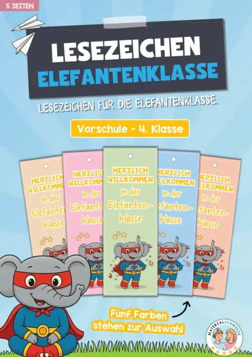 Lesezeichen für die Elefantenklasse