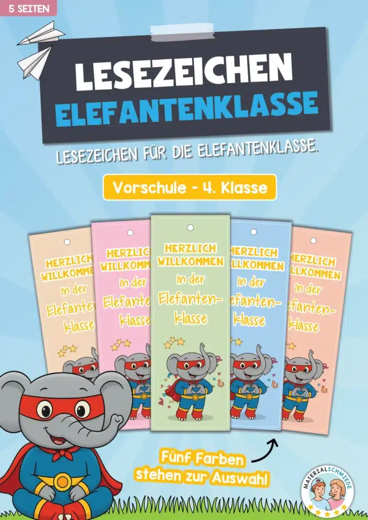 Lesezeichen für die Elefantenklasse