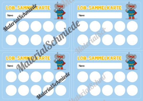 Lob-Sammelkarten für die Elefantenklasse (Arbeitsblatt 02)