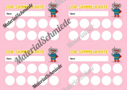 Lob-Sammelkarten für die Elefantenklasse (Arbeitsblatt 03)